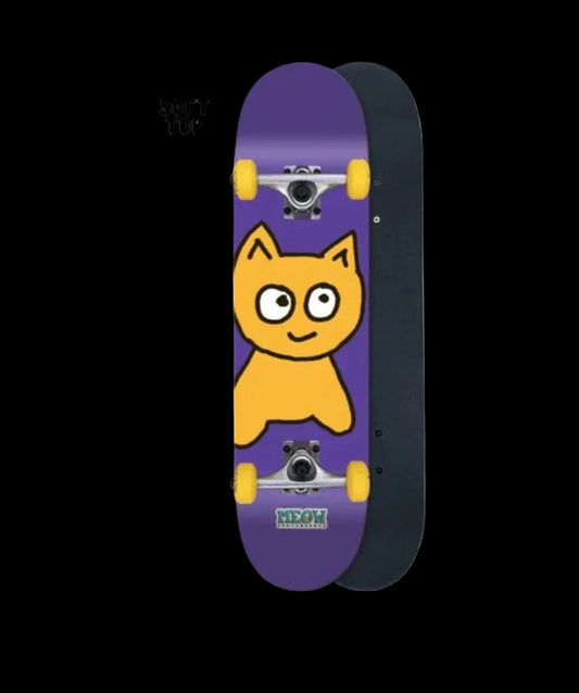 Meow Big Cat Purple Soft Top Complete Skateboard 7.5"