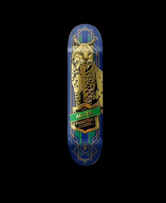Primitive "Lynx" Blue/Gold Foil Filipe Mota Pro Debut Skate Deck 8"