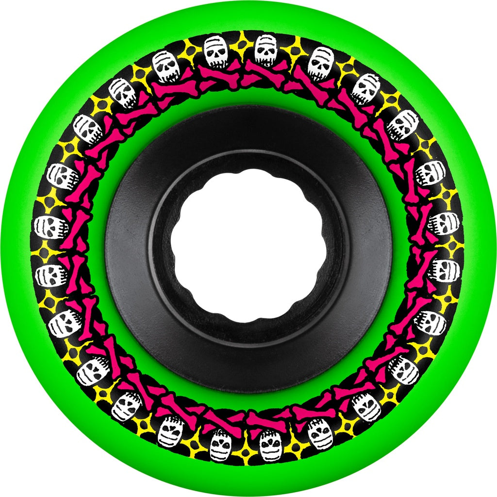 Bones ATF Rough Riders "Skull and Bones" Neon Green Skateboard Wheels 80a