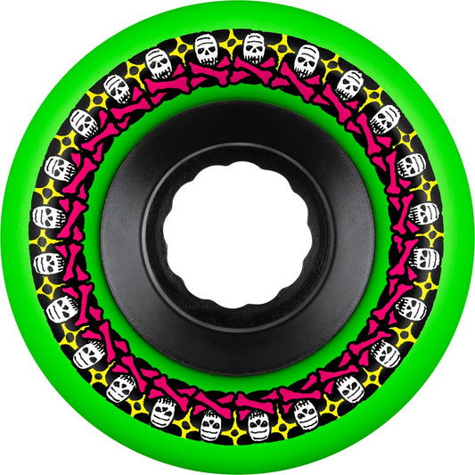 Bones ATF Rough Riders "Skull and Bones" Neon Green Skateboard Wheels 80a