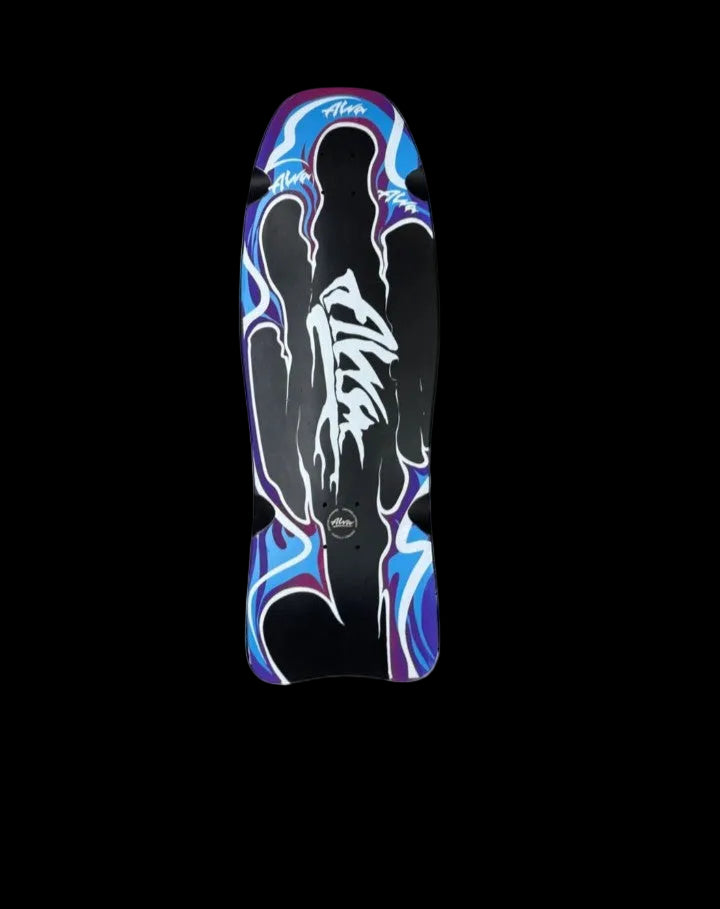 Alva "Modern Aggression" Fish Black/Blue Shaped Wheel Wells Skate Deck 9.75"