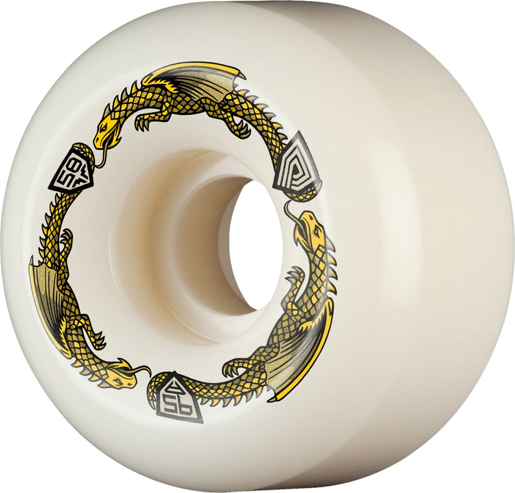Powell Peralta Dragon Formula Ratbones II White/Gold Radial Narrow Patch Andy Anderson Pro Skateboard Wheels 58mm 97a
