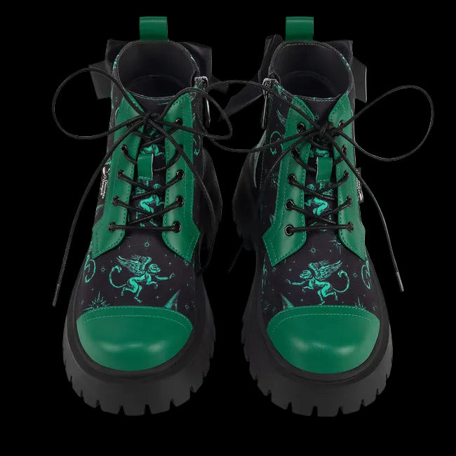 Hot Chocolate Design "Emerald Witch" Green/Black Women's Boots