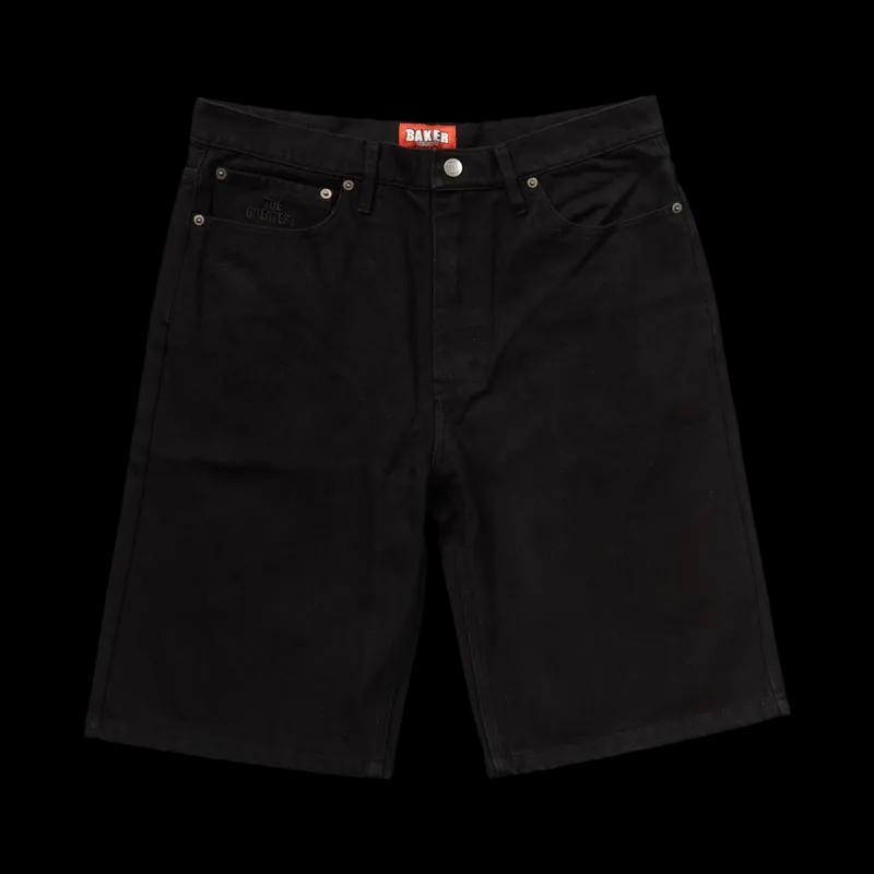 Baker Skateboards "Warner" Black Denim Baggy Skate Shorts