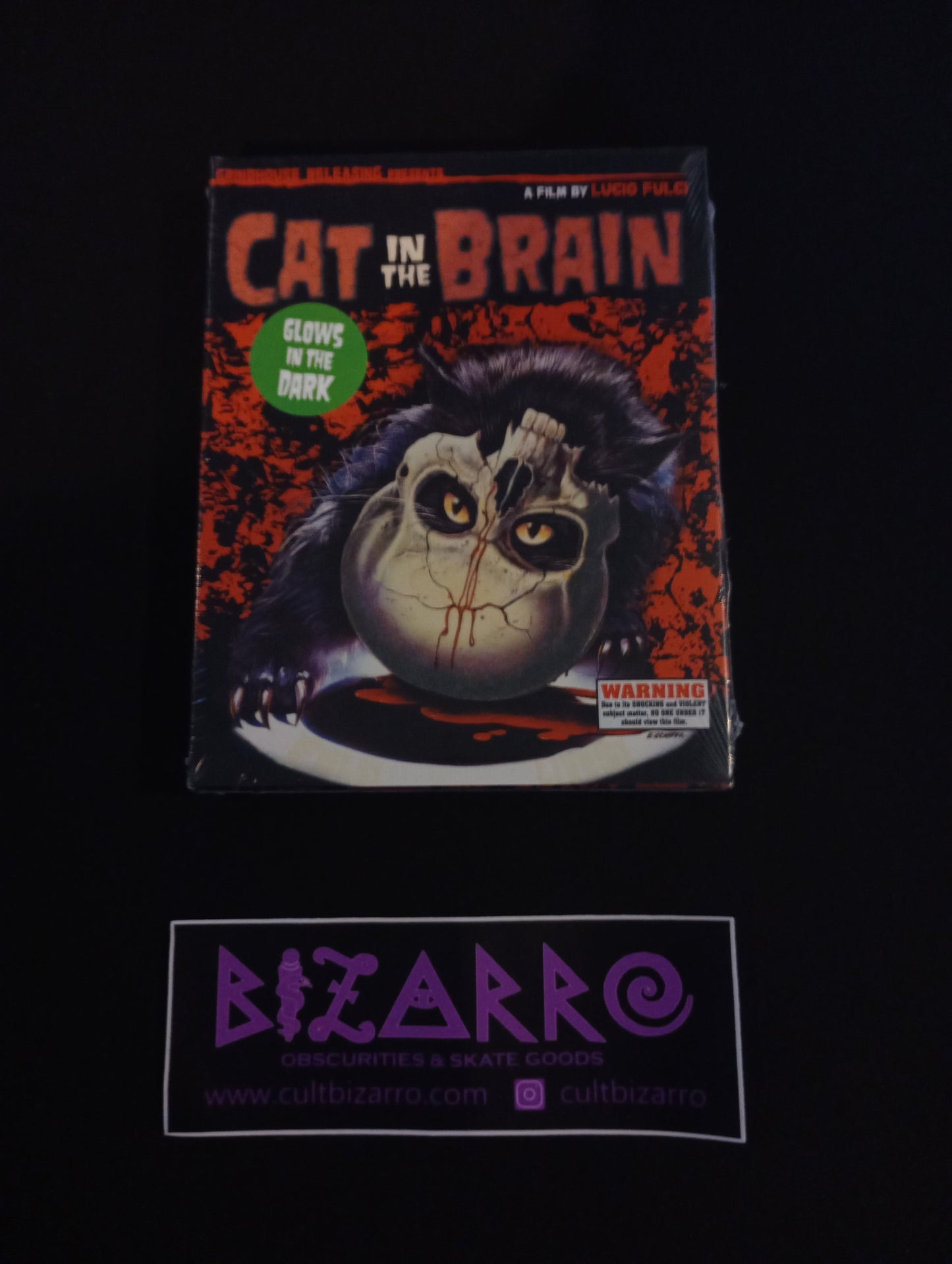Grindhouse Releasing : Lucio Fulci's Cat in the Brain Deluxe 3 Disc Blu Ray set w/ Glow in the Dark Slipcover