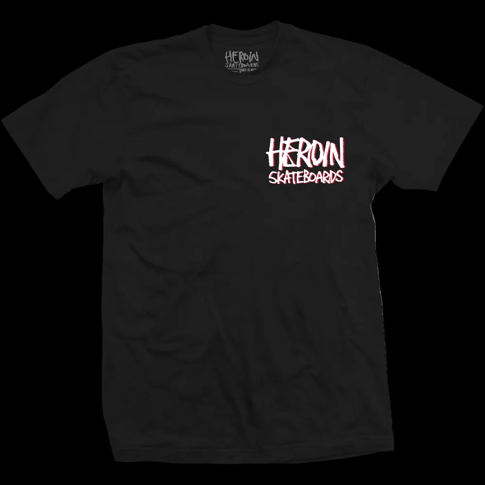 Heroin Skateboards A Nightmare on Egg Street Black Shirt *Ltd Run
