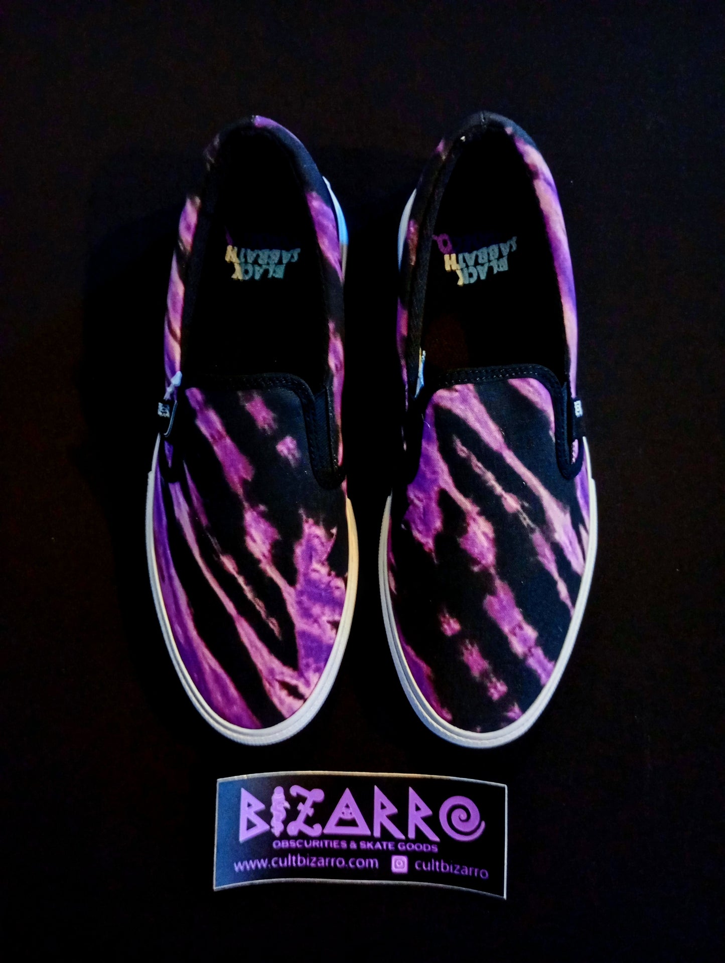 DC x Black Sabbath limited edition (2020) Black/Purple Tie dye Slip On Manny skate/thrash shoes sz 10